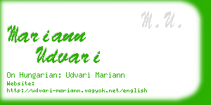 mariann udvari business card